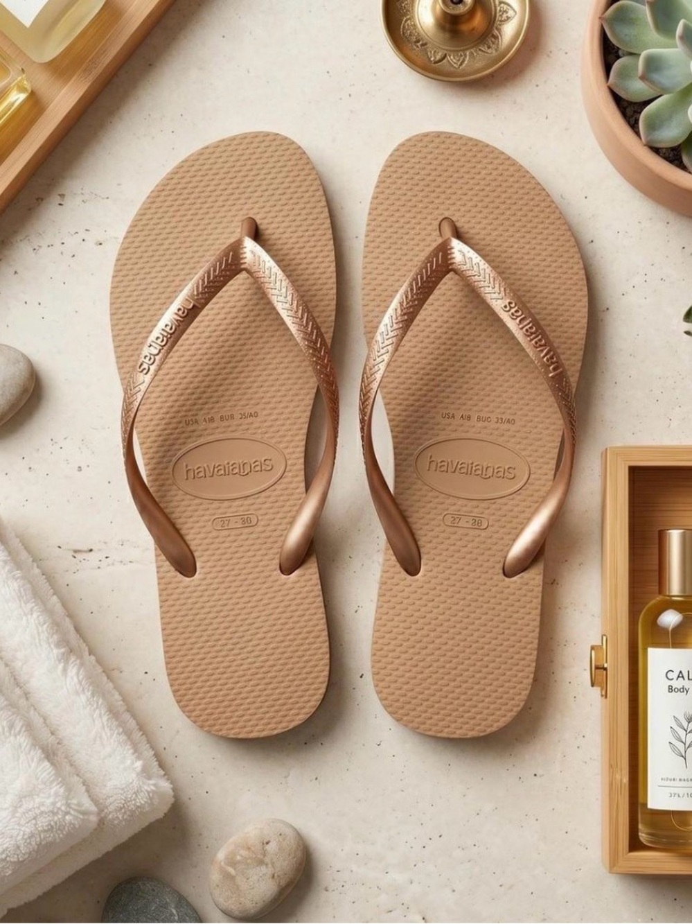 Havaianas slim rose gold Flip Flops 7/8 Revolve